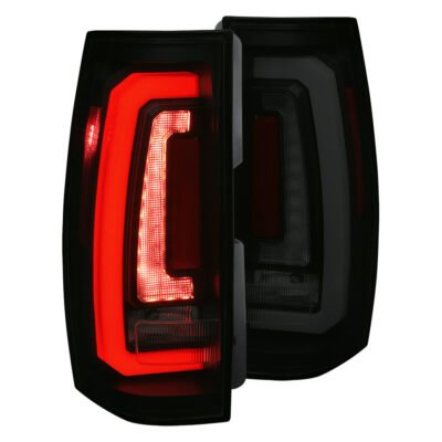 Fits 2007-2014 Chevrolet Tahoe/Suburban / 2007-2014 GMC Yukon/Yukon Denali LED Sequential Turn Signal Tail Lights (Matte Black Housing/Smoked Lens)
