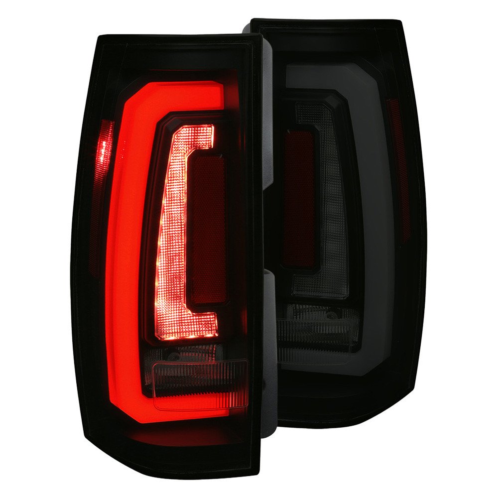 Fits 2007-2014 Chevrolet Tahoe/Suburban / 2007-2014 GMC Yukon/Yukon Denali LED Sequential Turn Signal Tail Lights (Matte Black Housing/Smoked Lens)