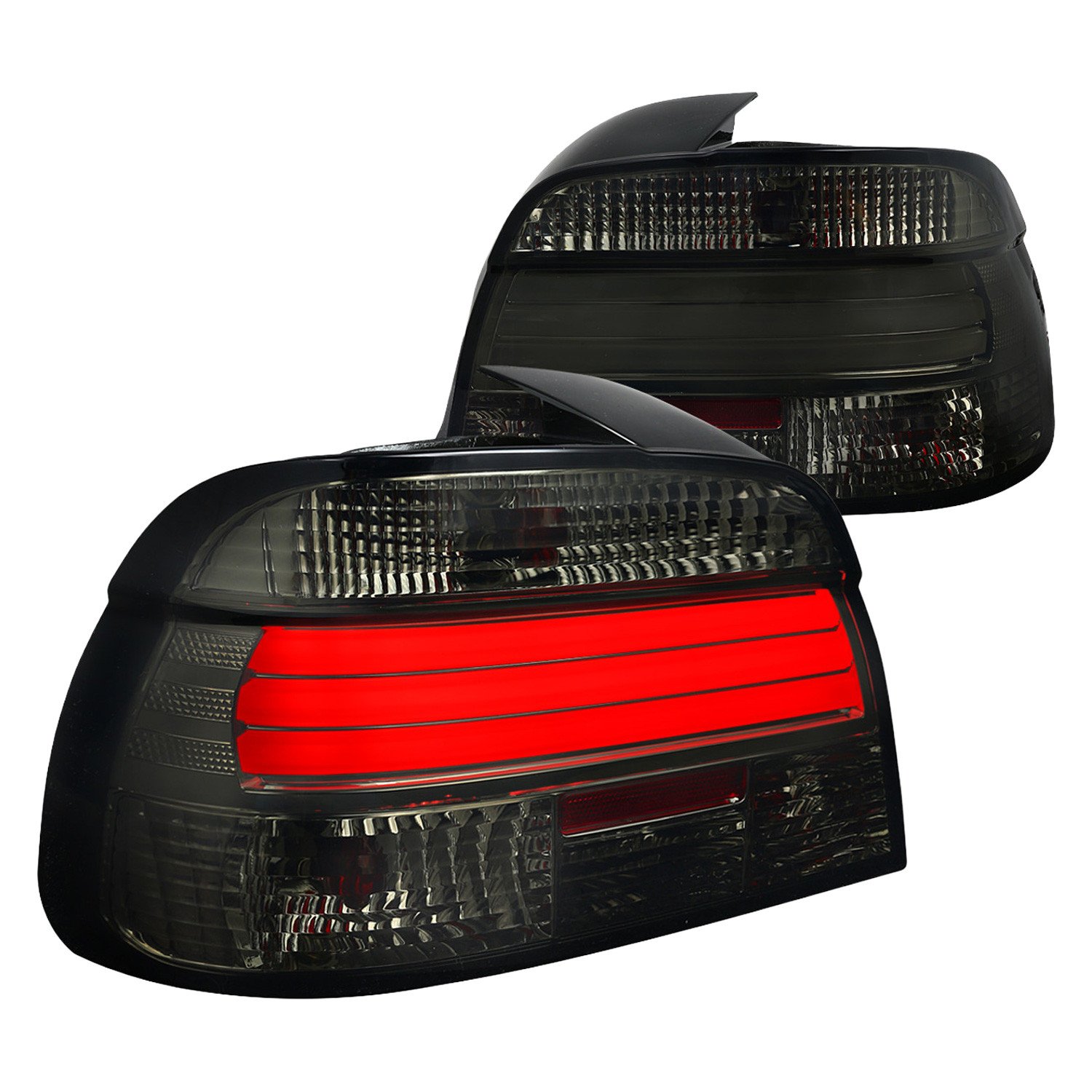 Fits 2001-2003 BMW E39 5 Series Sedan LED Tail Lights (Chrome Housing/Smoked Lens)