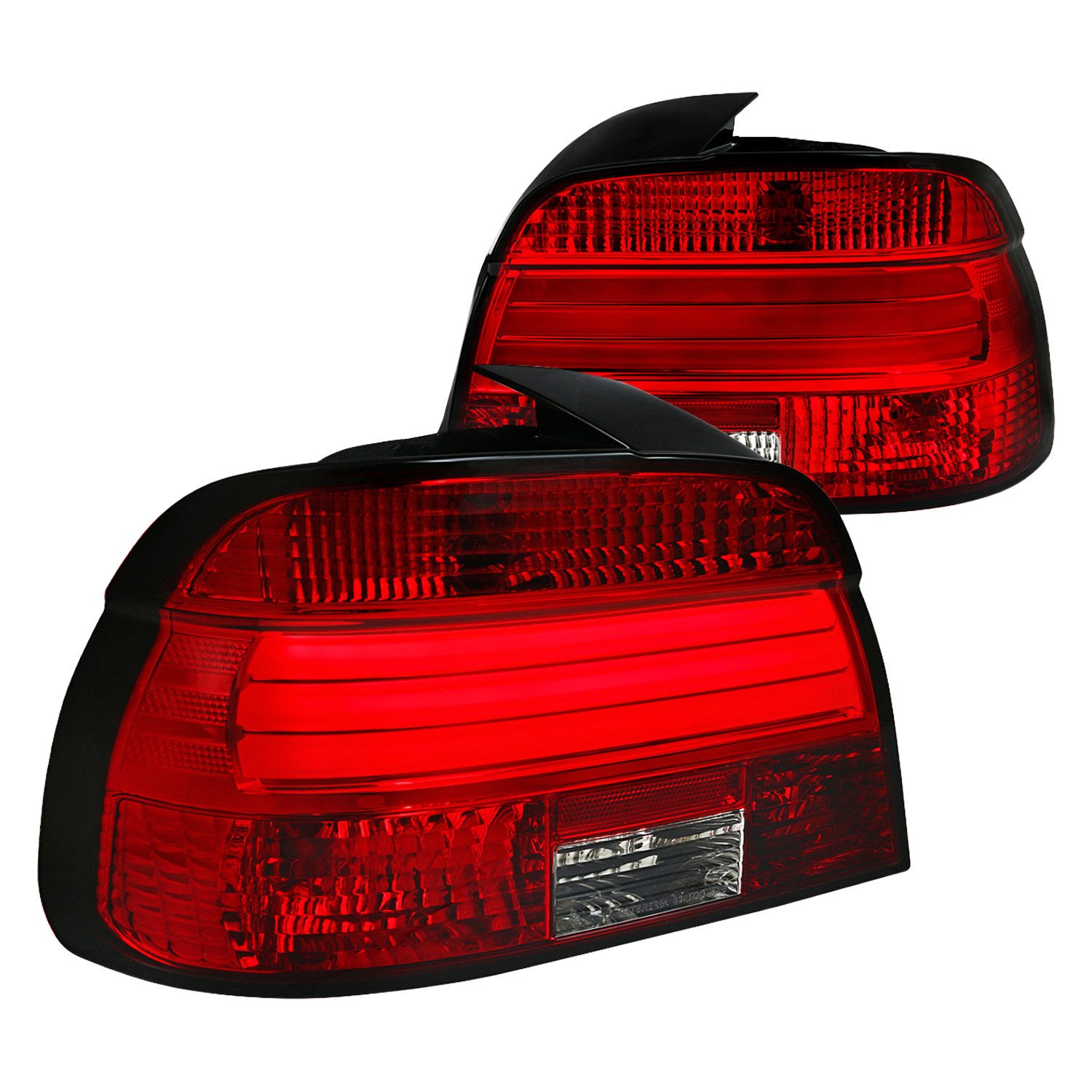 Fits 2001-2003 BMW E39 5 Series Sedan LED Tail Lights (Chrome Housing/Red Clear Lens)