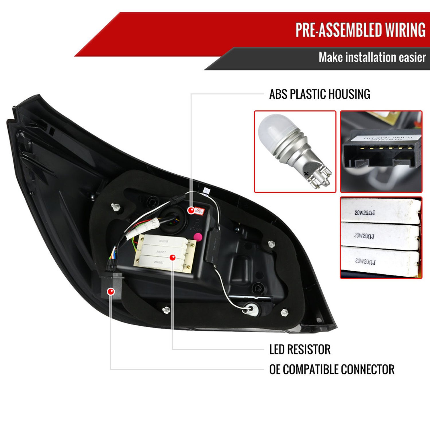 Fits 2004-2007 BMW E60 5 Series Sedan LED Tail Lights (Glossy Black Housing/Smoked Lens) - Image 3