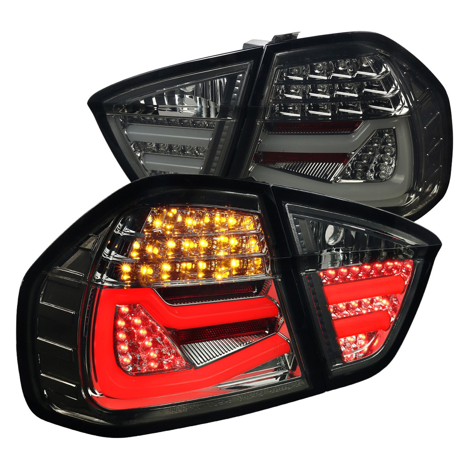Fits 2006-2008 BMW E90 3 Series Sedan LED Tail Lights (Chrome Housing/Smoked Lens)