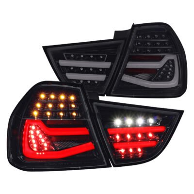 Fits 2009-2011 BMW E90 3-Series 4Dr Sedan LED Tail Light (Glossy Black Housing/Clear Lens)