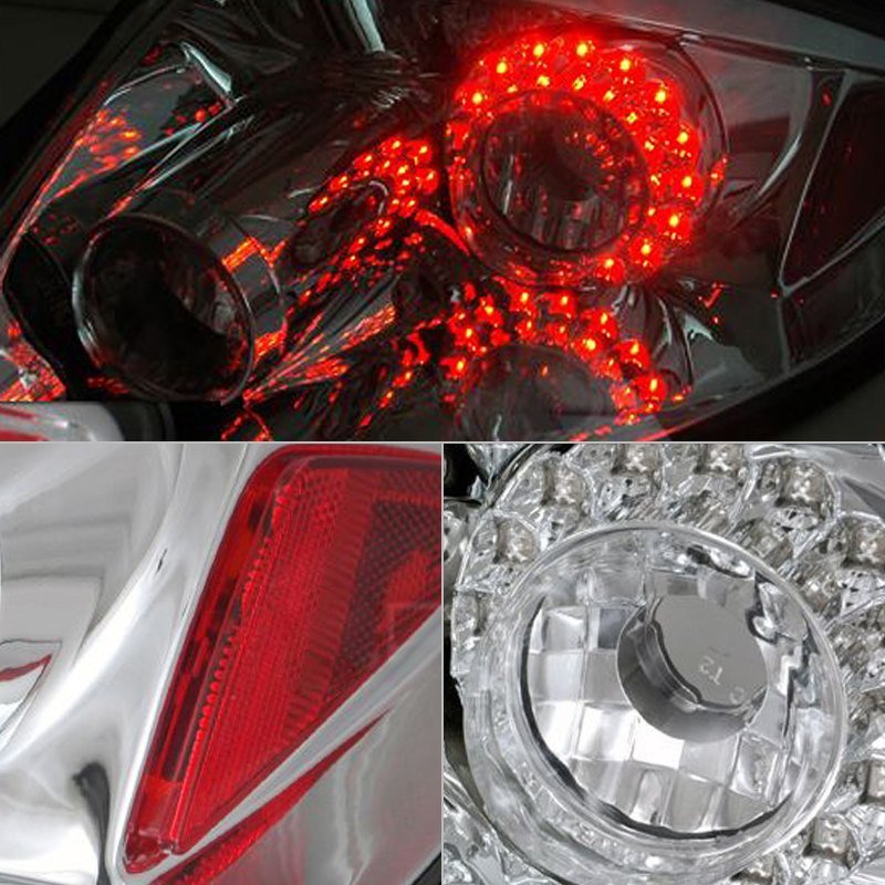 Fits 2006-2011 Mitsubishi Eclipse LED Tail Lights (Chrome Housing/Clear Lens) - Image 2