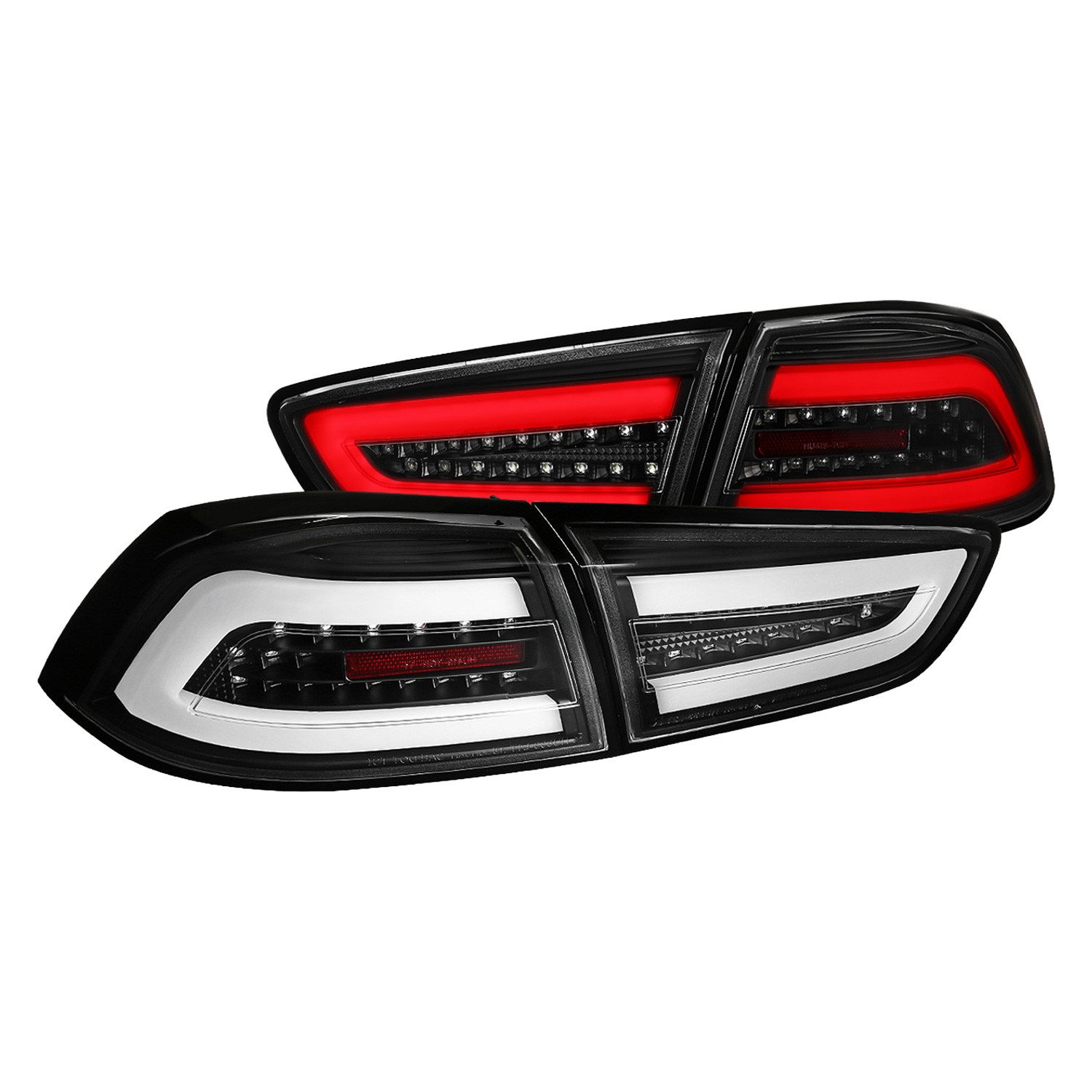 Fits 2008-2017 Mitsubishi Lancer / 2008-2015 Lancer EVO X Sedan LED Tail Lights (Matte Black Housing/Clear Lens)