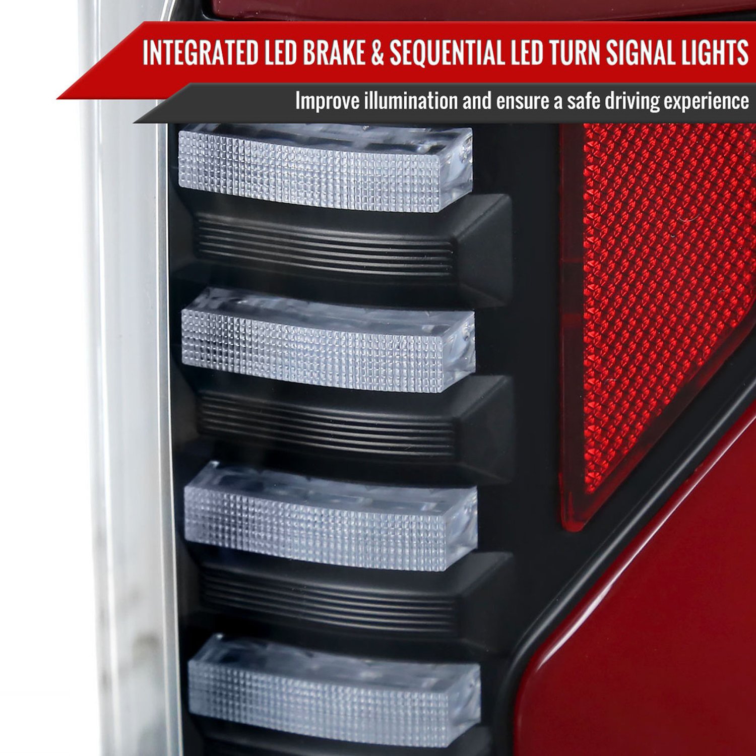 Fits 2015-2017 Ford F-150 Sequential Turn Signal Animated Red LED Bar Tail Lights (Matte Black Housing/Clear Lens) - Image 4