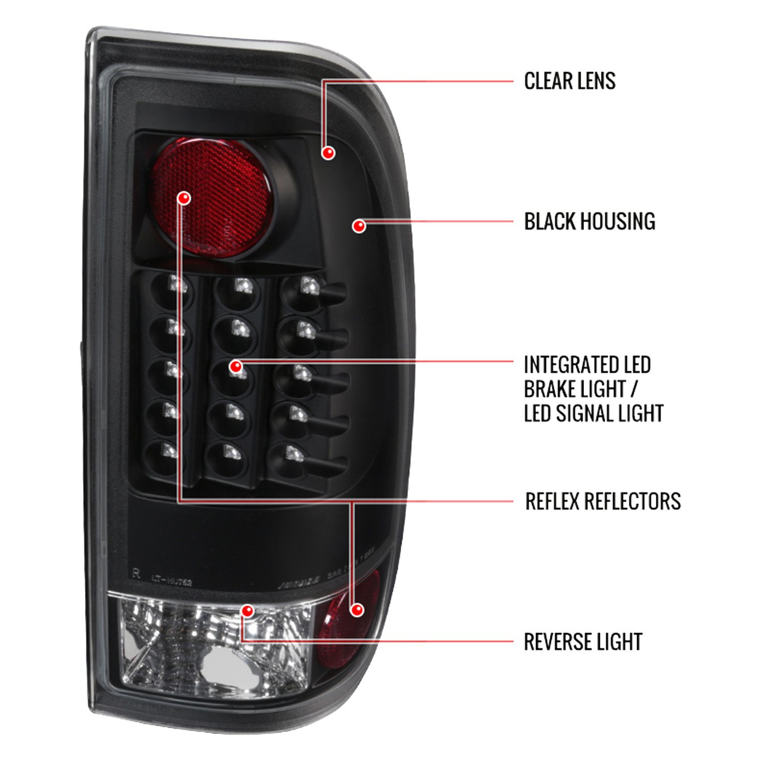 Fits 1997-2007 Ford F-150/F-250/F-350/F-450/F-550 Styleside V2 LED Tail Lights (Matte Black Housing/Clear Lens) - Image 2
