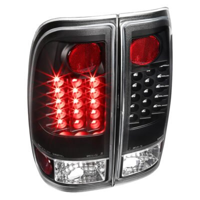 Fits 1997-2007 Ford F-150/F-250/F-350/F-450/F-550 Styleside V2 LED Tail Lights (Matte Black Housing/Clear Lens)