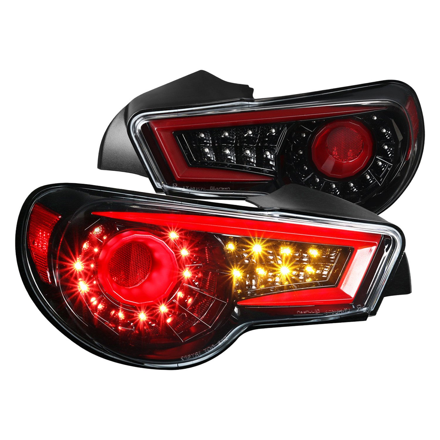 Fits 2012-2016 Scion FRS/ Subaru BRZ/ Toyota 86 LED Tail Lights (Jet Black Housing/Clear Lens)
