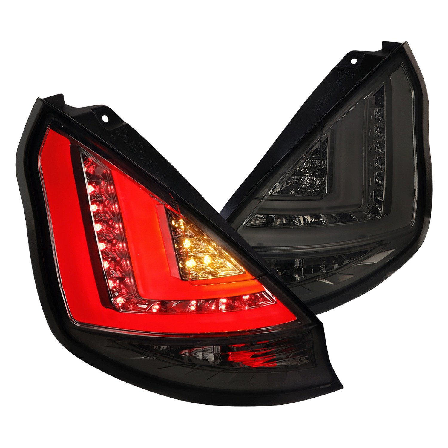Fits 2014-2019 Ford Fiesta Hatchback LED Bar Tail Lights (Chrome Housing/Smoked Lens)