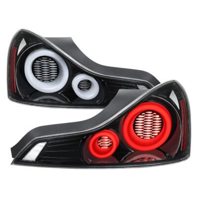 Fits 2008-2013 Infiniti G37/2014-2015 Q60 Coupe/Convertible LED Tail Lights w/ Switchback Sequential Turn Signals (Jet Black Housing / Clear Lens)
