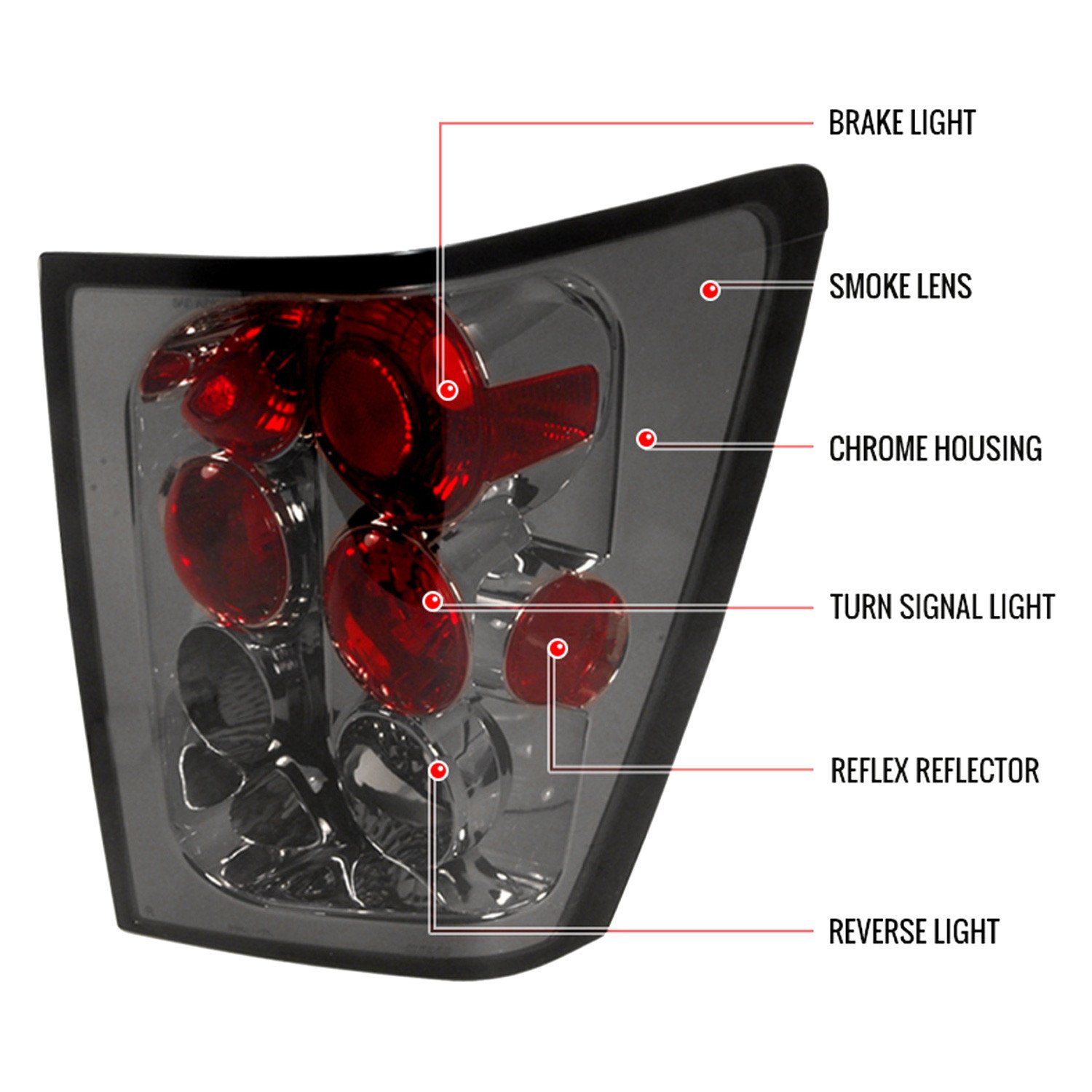 Fits 2005-2006 Jeep Grand Cherokee Tail Lights (Chrome Housing/Smoked Lens) - Image 3