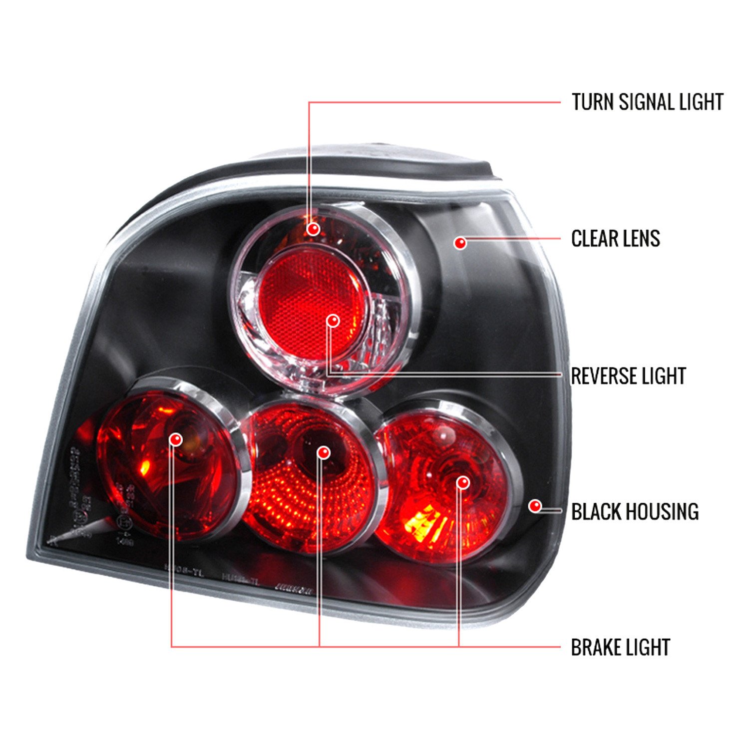 Fits 1993-1998 Volkswagen Golf Mk3 Tail Lights (Matte Black Housing/Clear Lens) - Image 3