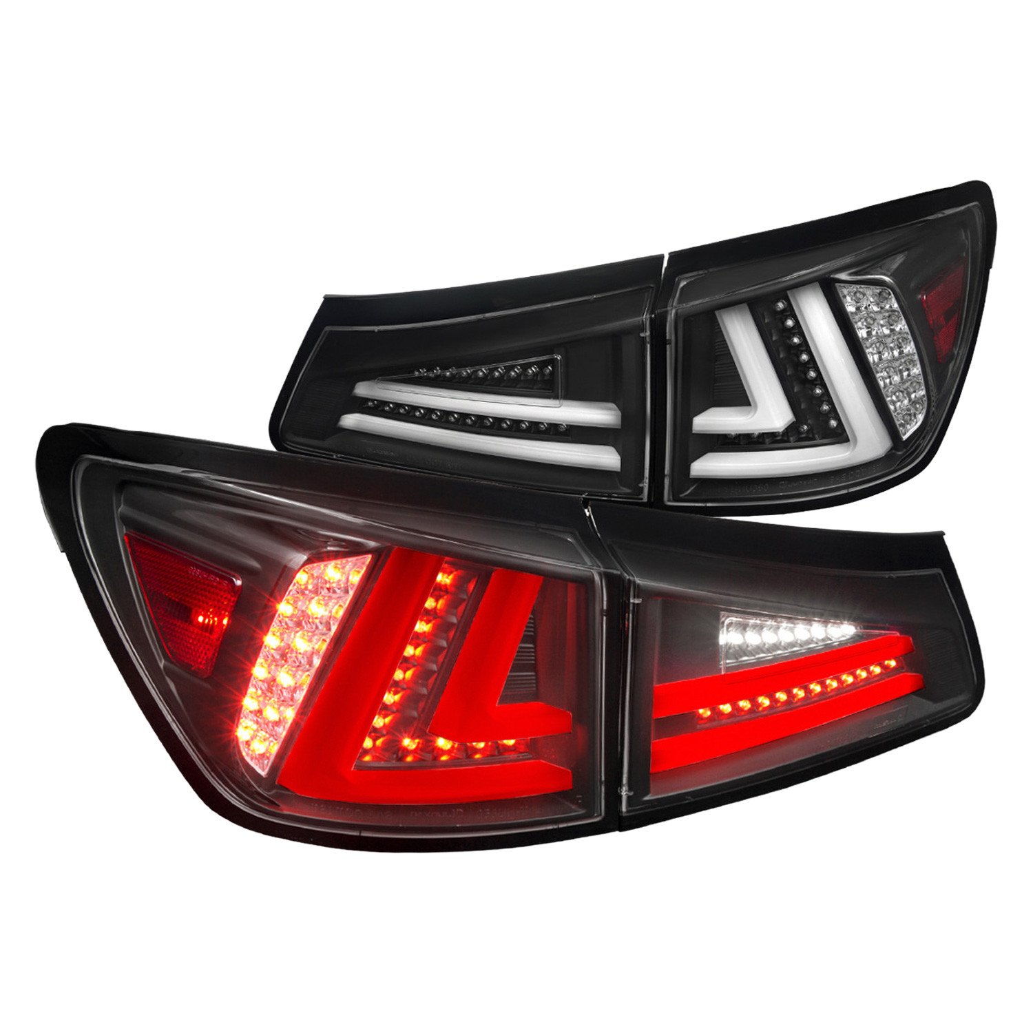 Fits 2006-2008 Lexus IS250/IS350 LED Tail and Trunk Lights (Matte Black Housing/Clear Lens)