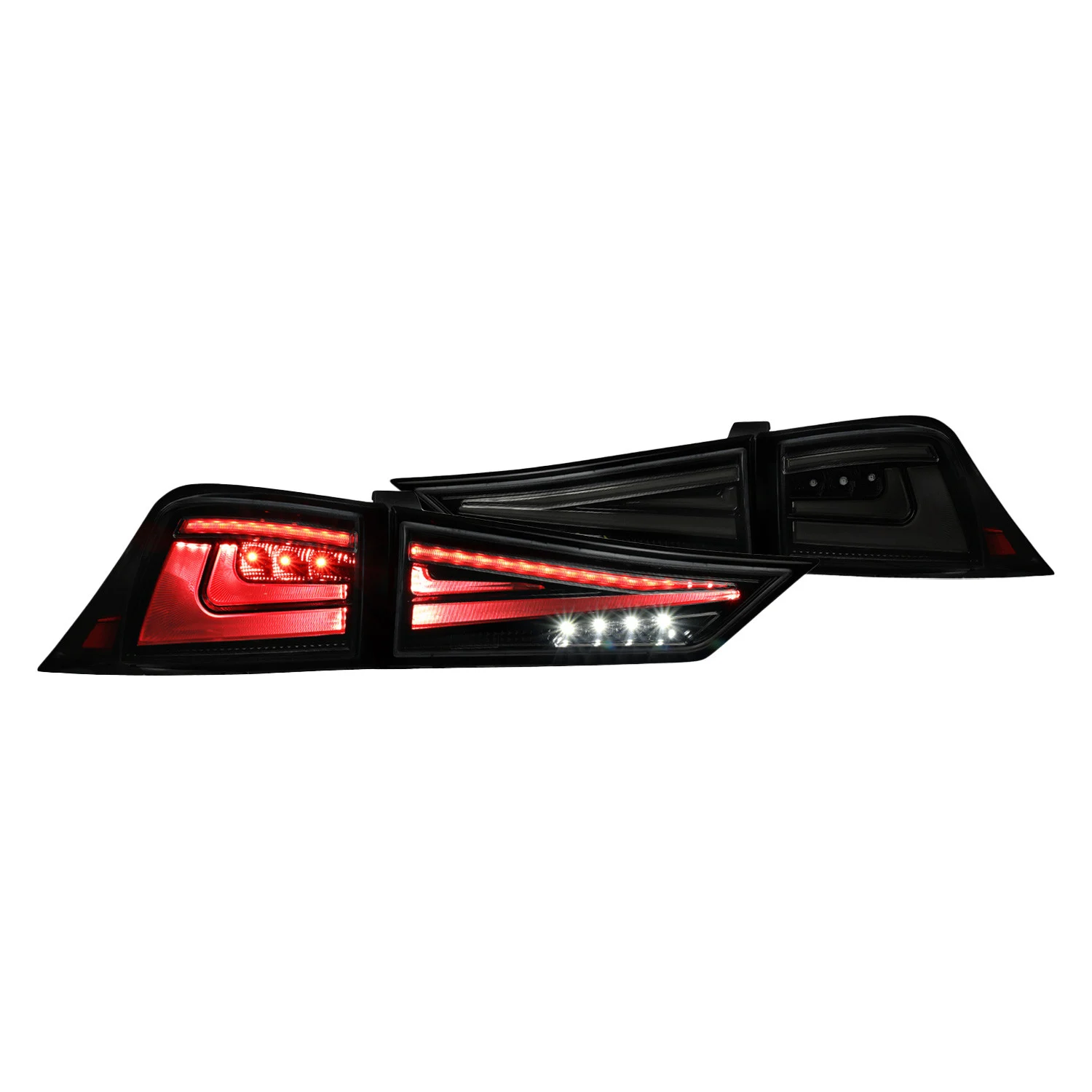 Fits 2014-2017 Lexus IS250/IS350 Full LED Tail Lights w/ Sequentail Turn Signal (Glossy Black Housing / Smoked Lens)