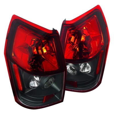 Fits 2005-2008 Dodge Magnum Tail Lights (Matte Black Housing/Red Clear Lens)