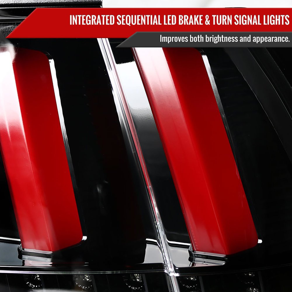 Fits 1999-2004 Ford Mustang Sequential LED Tail Lights (Jet Black Housing/Clear Lens) - Image 7