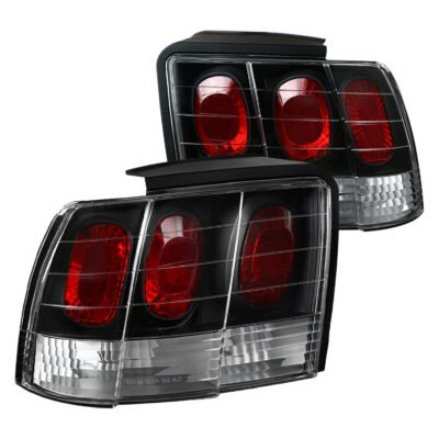 Fits 1999-2004 Ford Mustang Tail Lights (Matte Black Housing/Clear Lens)