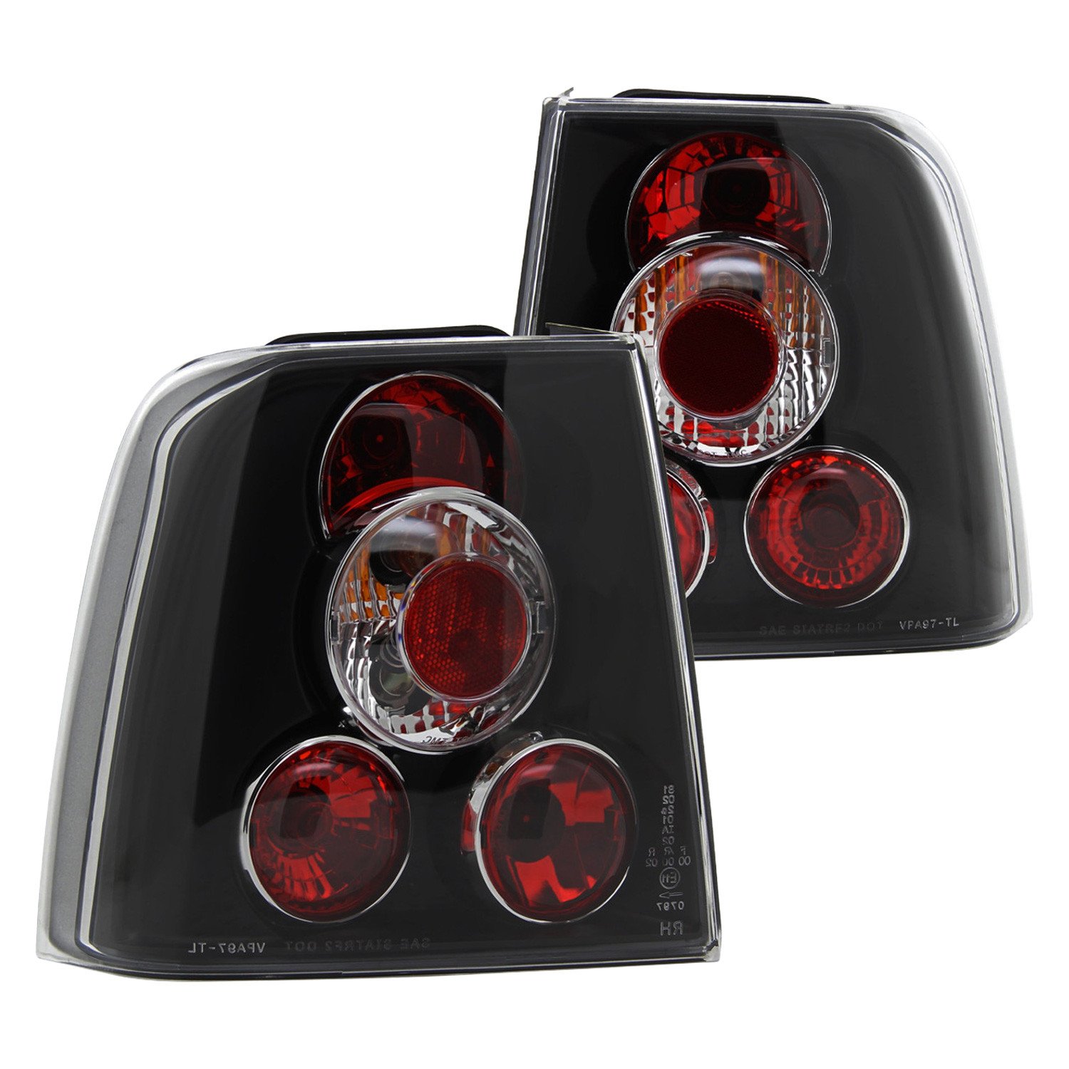 Fits 1998-2001 Volkswagen Passat Sedan Tail Lights (Matte Black Housing/Clear Lens)