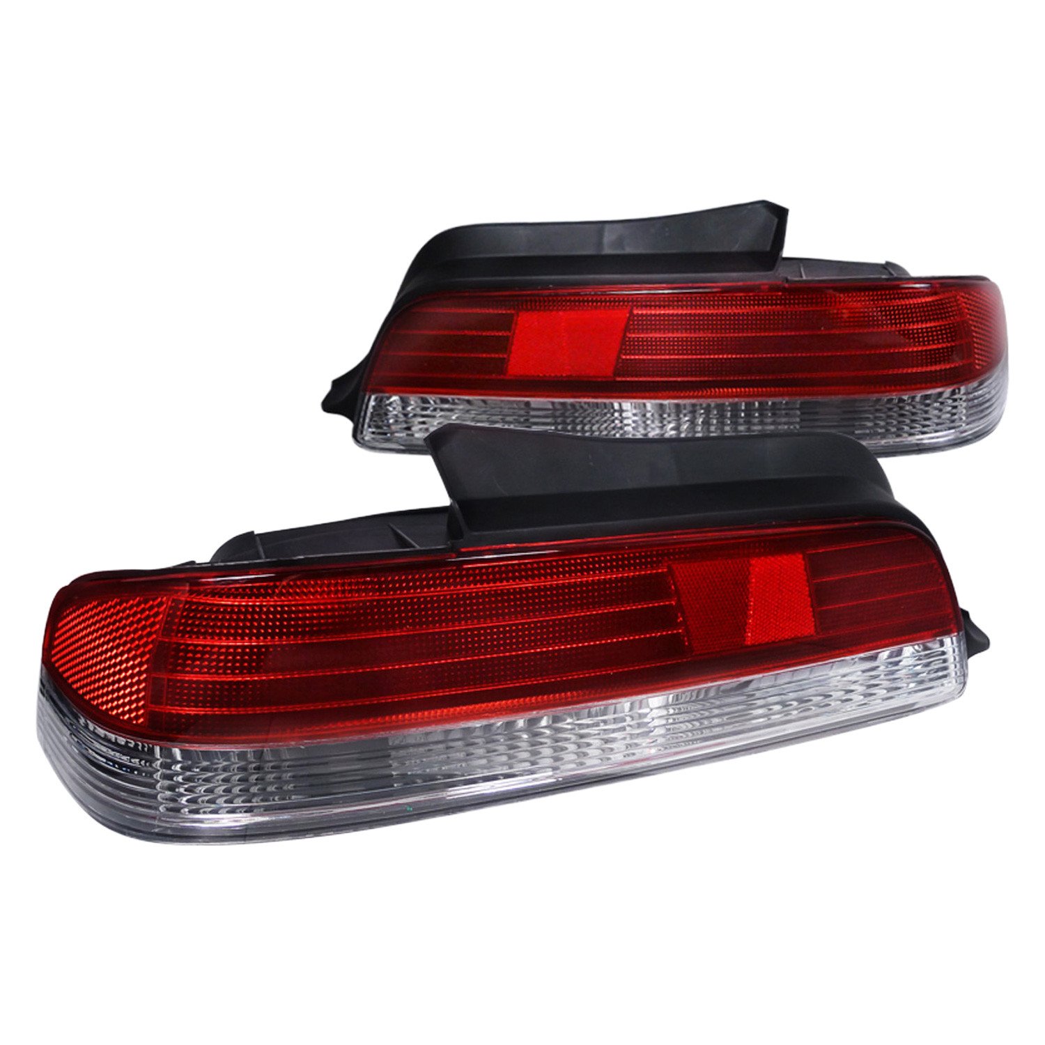 Fits 1997-2001 Honda Prelude Tail Lights (Chrome Housing/Red Clear Lens)