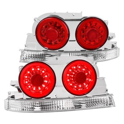 Fits 1995-1998 Nissan Skyline GT R33 JDM Red LED Tail Lights (Chrome Housing/Red Lens)