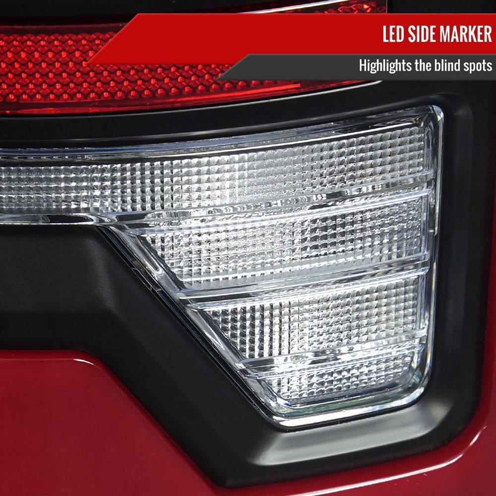 Fits 2002-2006 Dodge RAM 1500/2500/3500 Red LED Bar Tail Lights (Matte Black Housing/Clear Lens) - Image 5