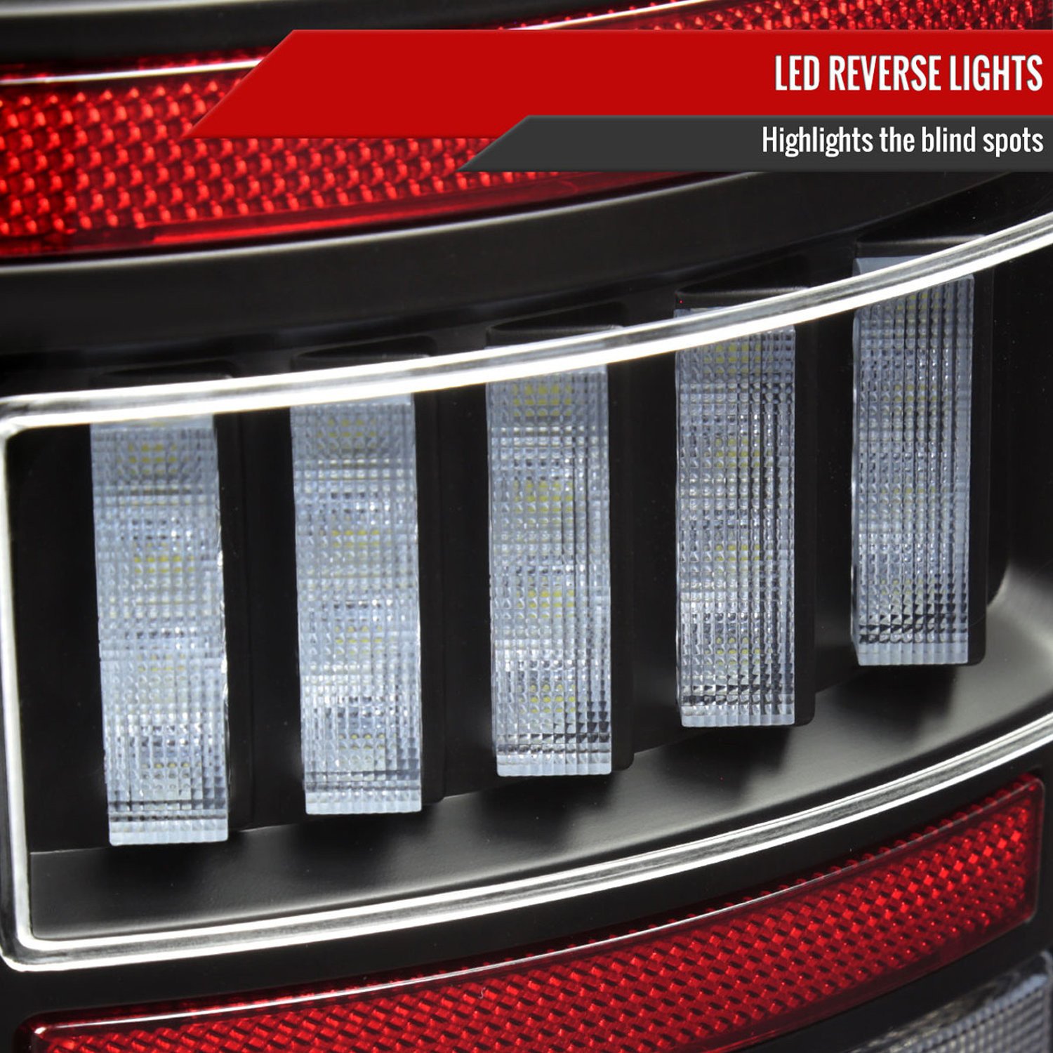 Fits 2002-2006 Dodge RAM 1500/2500/3500 Red LED Bar Tail Lights (Matte Black Housing/Clear Lens) - Image 4