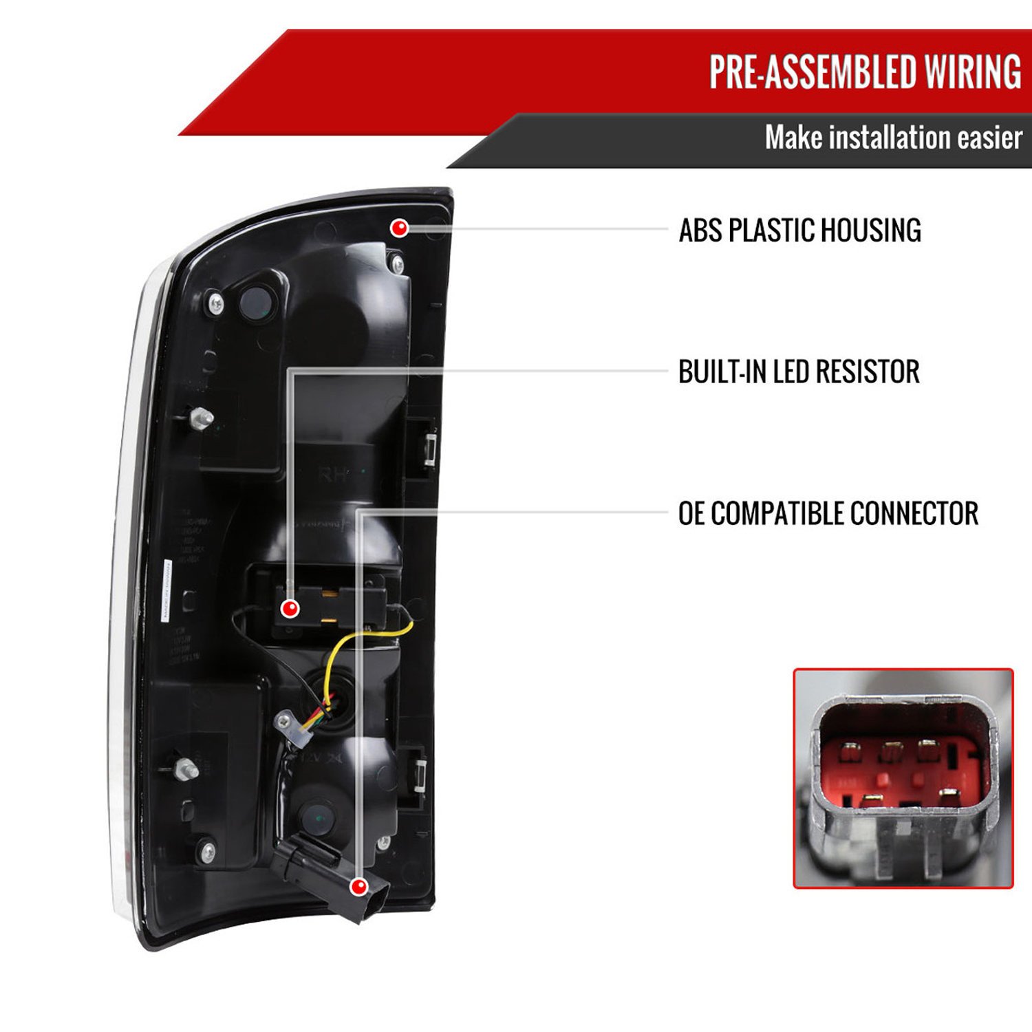 Fits 2002-2006 Dodge RAM 1500/2500/3500 Red LED Bar Tail Lights (Matte Black Housing/Clear Lens) - Image 3