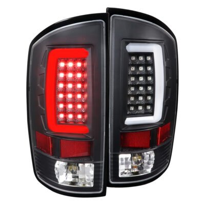 Fits 2007-2009 Dodge RAM 1500/2500/3500 LED Tail Lights (Matte Black Housing/Clear Lens)