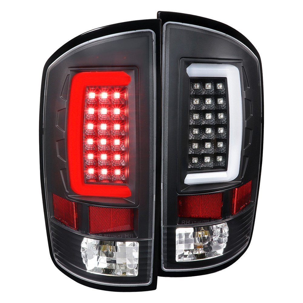 Fits 2007-2009 Dodge RAM 1500/2500/3500 LED Tail Lights (Matte Black Housing/Clear Lens)