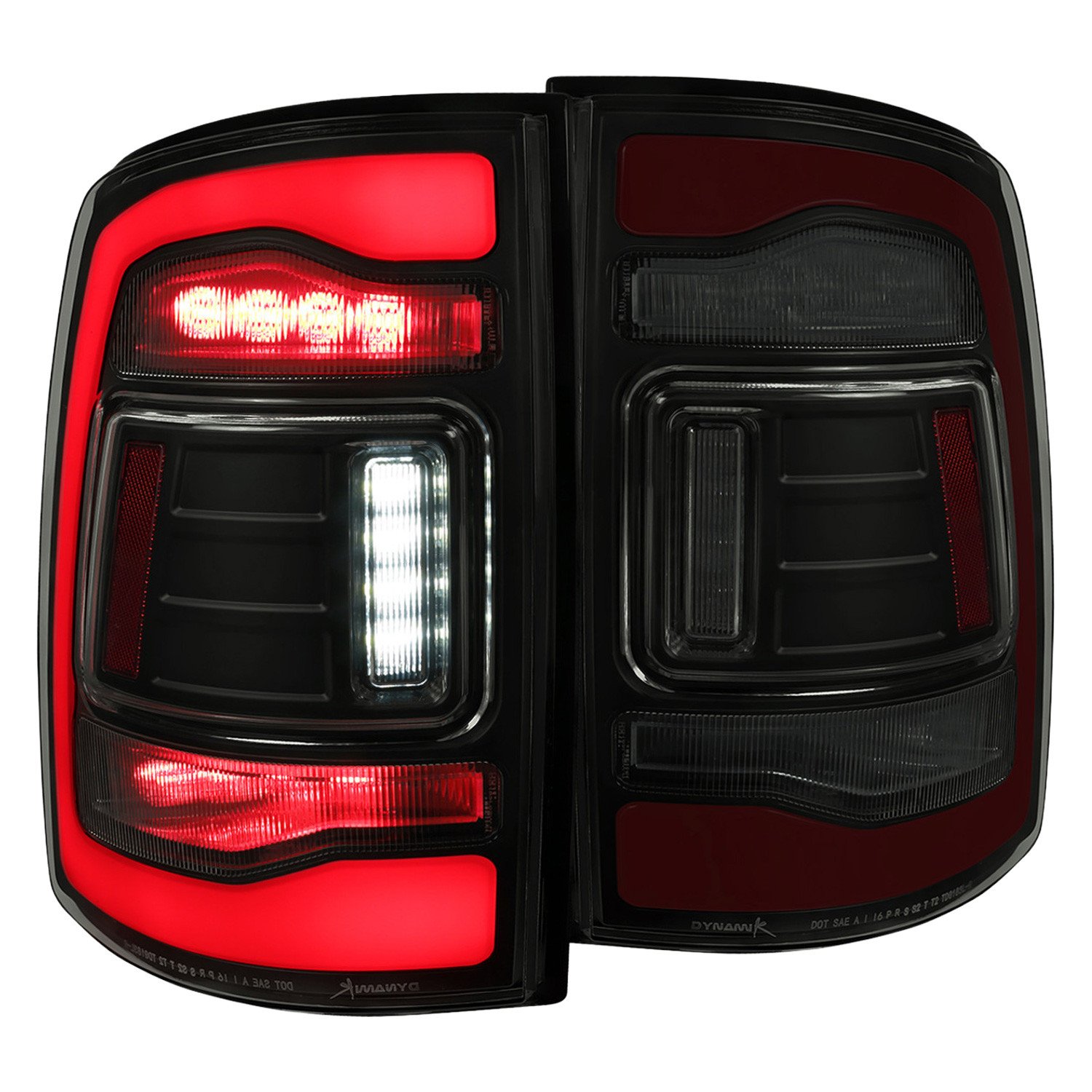 Fits 2013-2018 RAM 1500/2500/3500 Sequential Signal LED Tail Lights (Matte Black Housing/Smoked Lens)