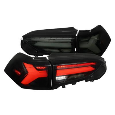 Fits 2019-2024 Toyota RAV4 White LED Bar Sequential Signal Tail Lights (Glossy Black Housing/Dark Smoked Lens)