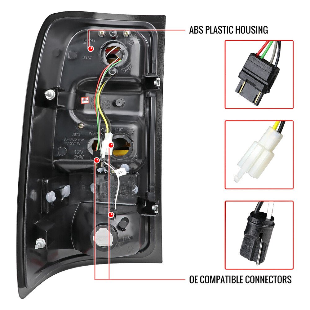 Fits 2007-2013 GMC Sierra 1500/ 2007-2014 Sierra 2500HD 3500HD LED Tail Lights (Glossy Black Housing/Smoked Lens) - Image 2