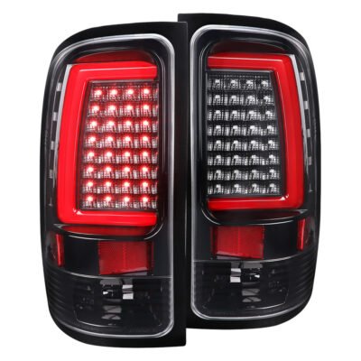 Fits 2007-2013 GMC Sierra 1500 / 2007-2014 Sierra 2500HD 3500HD C-Bar LED Tail Lights (Jet Black Housing/Clear Lens)