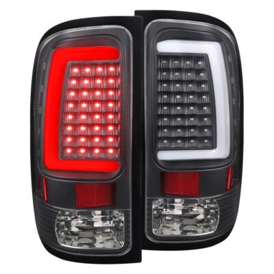 Fits 2007-2013 GMC Sierra 1500 / 2007-2014 Sierra 2500HD 3500HD C-Bar LED Tail Lights (Matte Black Housing/Clear Lens)