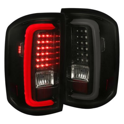 Fits 2014-2018 GMC Sierra 1500/2500HD/3500HD LED Tail Lights (Glossy Black Housing/Smoked Lens)