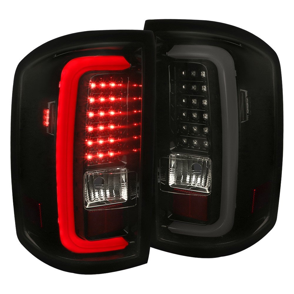 Fits 2014-2018 GMC Sierra 1500/2500HD/3500HD LED Tail Lights (Glossy Black Housing/Smoked Lens)