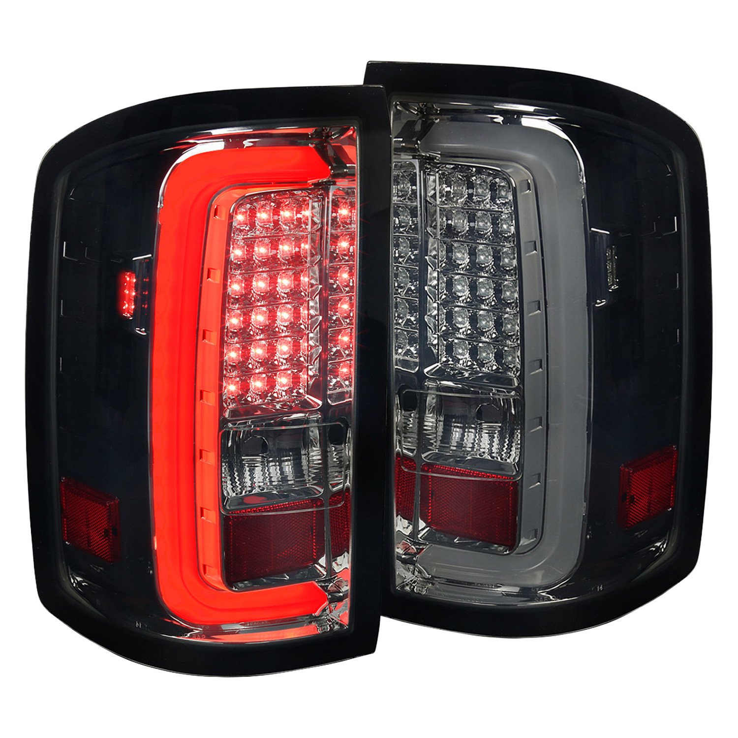 Fits 2014-2018 GMC Sierra 1500/2500HD/3500HD LED Tail Lights (Chrome Housing/Smoked Lens)