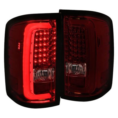 Fits 2014-2018 GMC Sierra 1500/2500HD/3500HD LED Tail Lights (Chrome Housing/Red Smoked Lens)