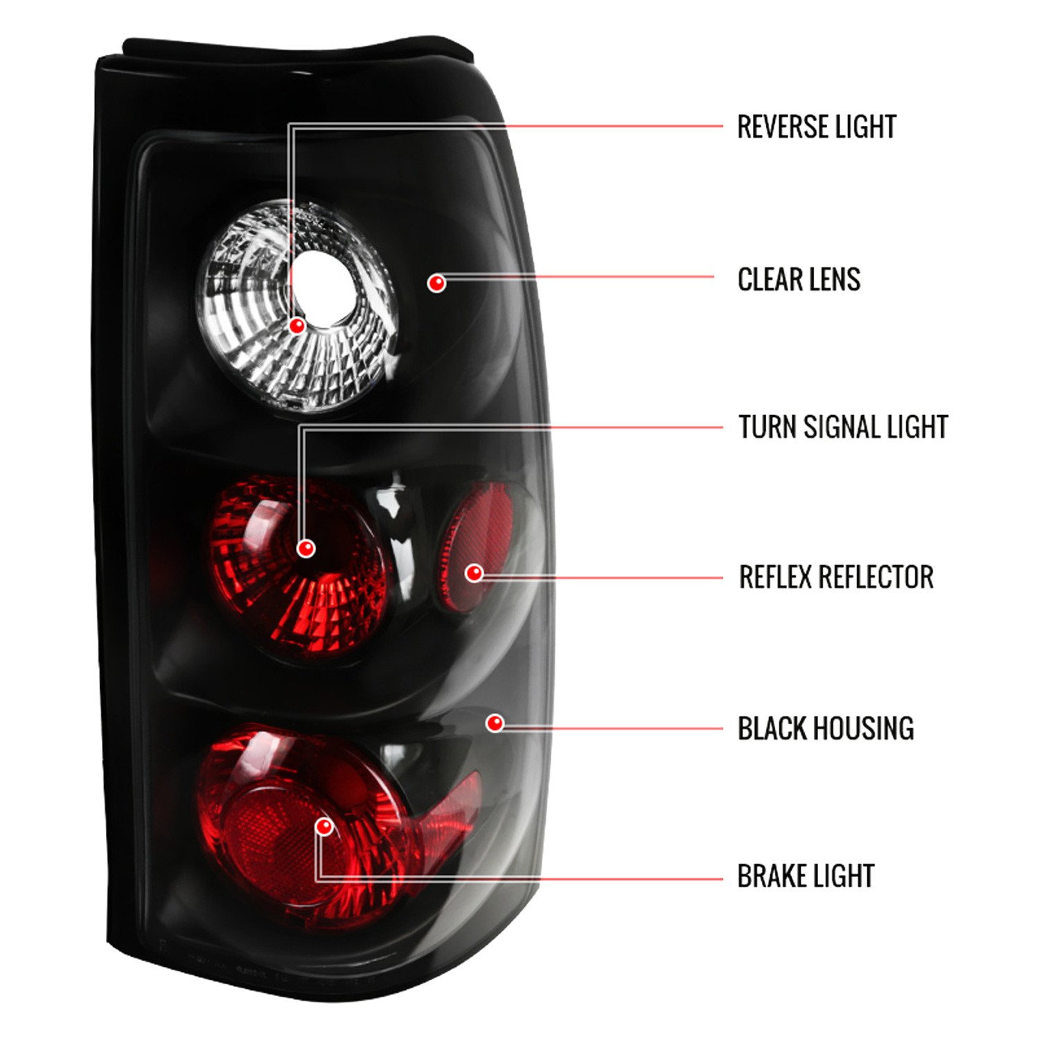 Fits 2003-2006 Chevrolet Silverado Tail Lights (Matte Black Housing/Clear Lens) - Image 2