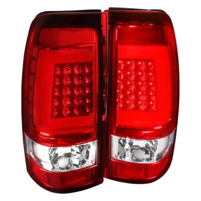 Fits 2003-2006 Chevrolet Silverado LED Tail Lights - G2 (Chrome Housing/Red Clear Lens)