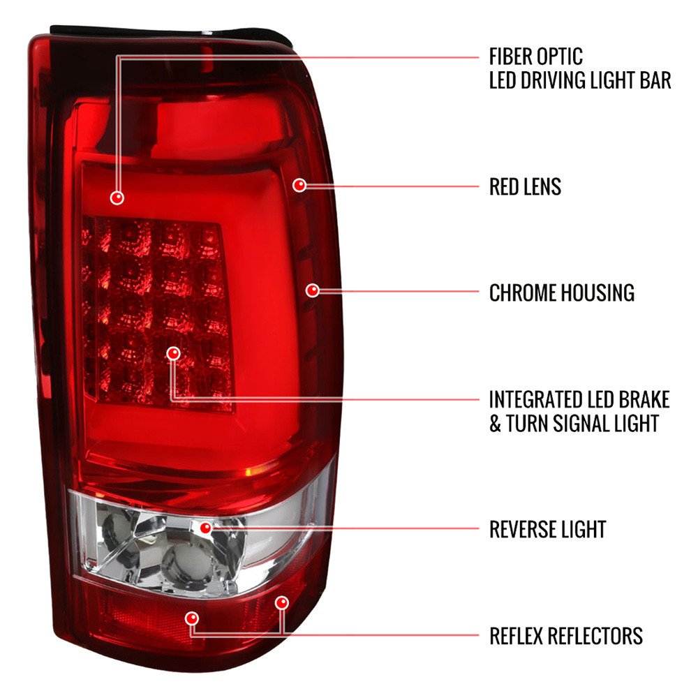 Fits 2003-2006 Chevrolet Silverado LED Tail Lights - G2 (Chrome Housing/Red Clear Lens) - Image 3