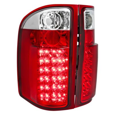 Fits 2007-2014 Chevrolet Silverado LED Tail Lights (Chrome Housing/Red Lens)