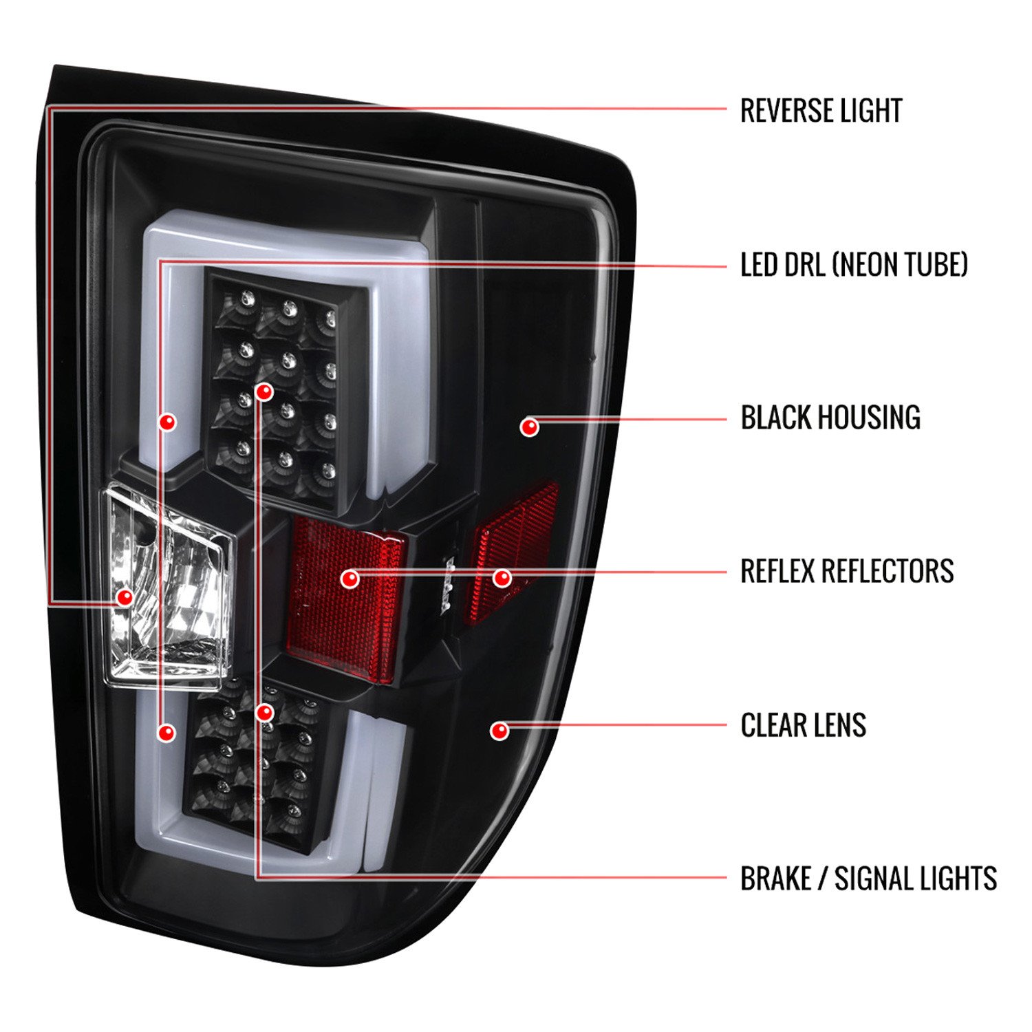 Fits 2014-2017 Chevrolet Silverado/ GMC Sierra 3500HD V2 LED Tail Lights (Chrome Housing/Clear Lens) - Image 2