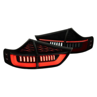 Fits 2015-2020 Toyota Sienna Full LED Tail Lights w/ Sequential Turn Signal and Startup Animation Red Lens Fiber Optic LED (Black Housing / Smoked Lens)