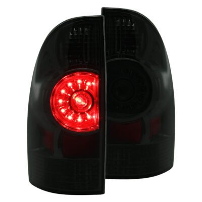 Fits 2005-2015 Toyota Tacoma LED Tail Lights (Chrome Housing/Dark Smoked Lens)