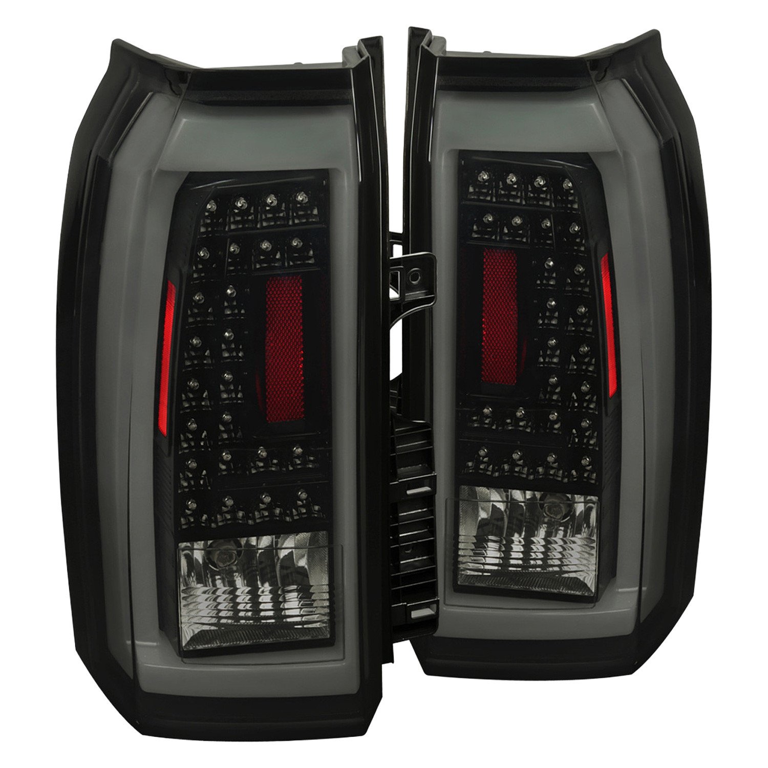Fits 2015-2020 Chevrolet Tahoe/Suburban LS LT LTZ Premier LED Tail Lights (Glossy Black Housing/Smoked Lens)