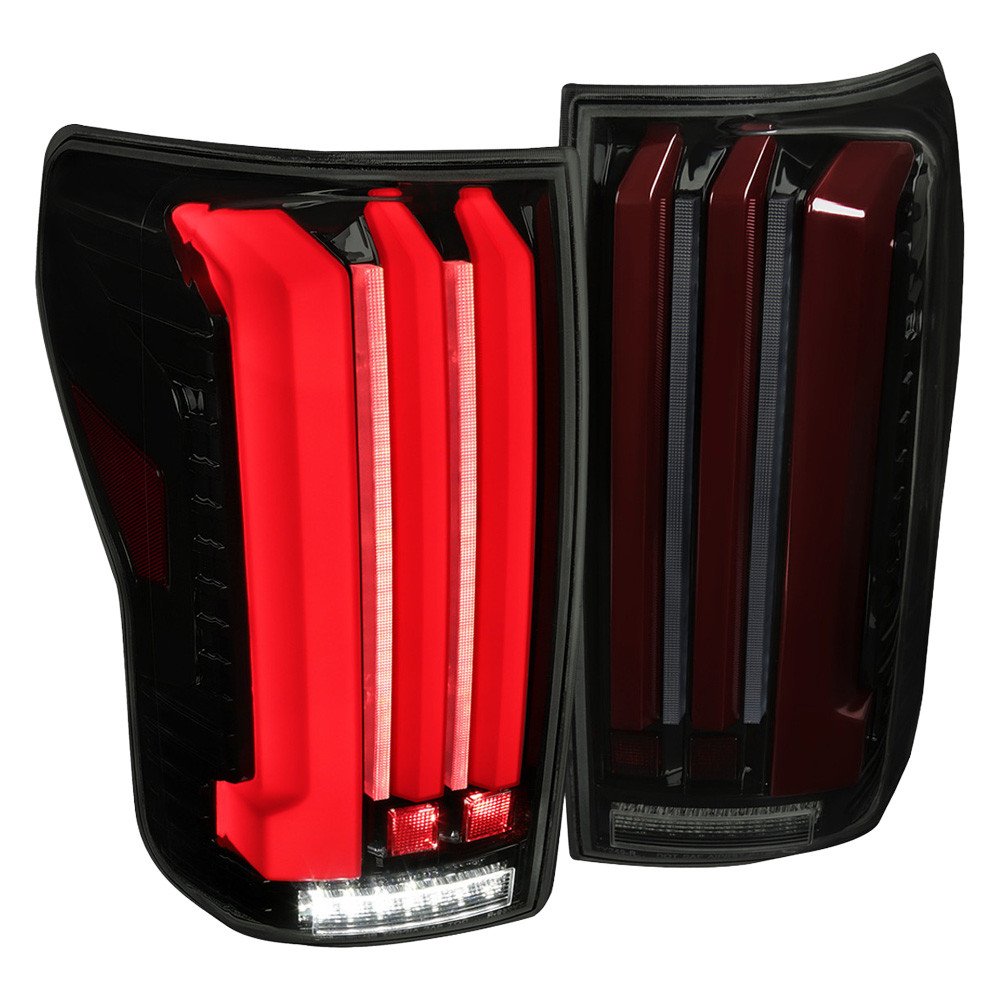 Fits 2007-2013 Toyota Tundra Sequential Red LED Bar Tail Lights (Glossy Black Housing/Smoked Lens)