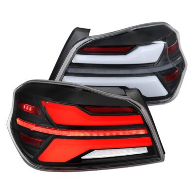 Fits 2015-2021 Subaru WRX STi Tail Light w/ Sequential LED Turn SignaL and LED Side Marker Brake Reverse (Matte Black Housing / Clear Lens)