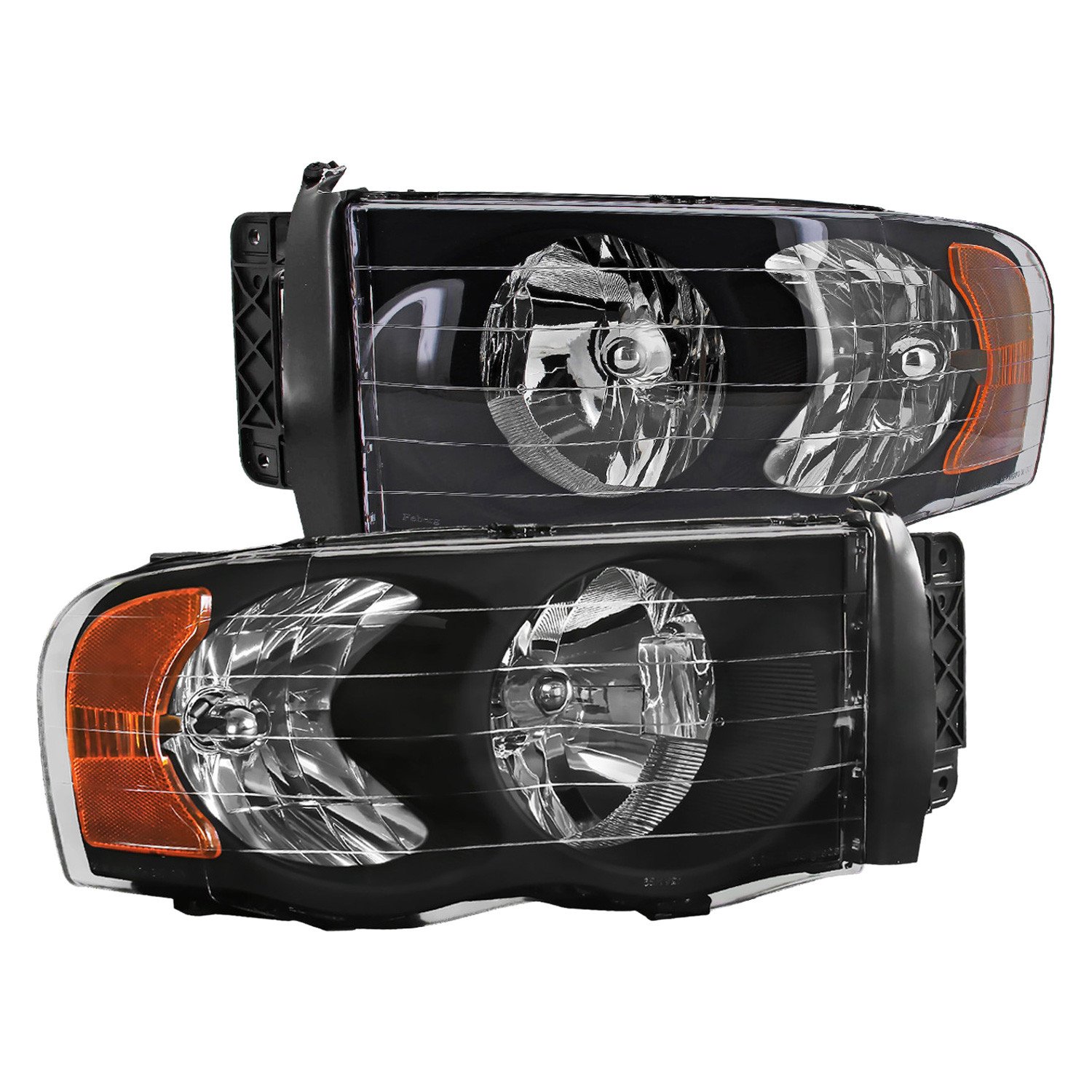 Fits 2002-2005 Dodge RAM 1500/ 2003-2005 RAM 2500 3500 Factory Style Headlights (Matte Black Housing/Clear Lens)
